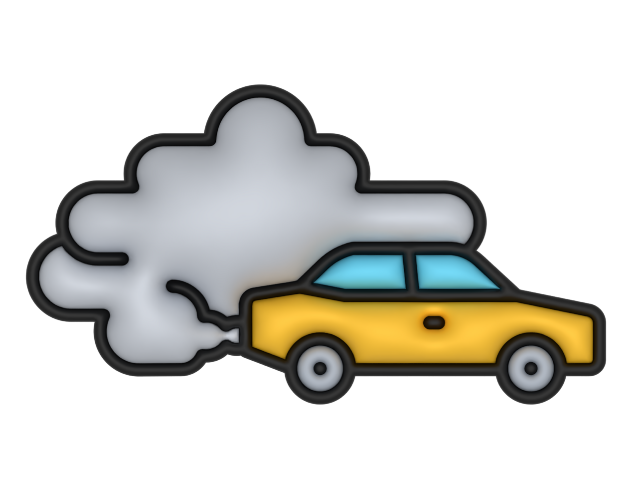 a 3d Air Pollution And Car on a transparent background png
