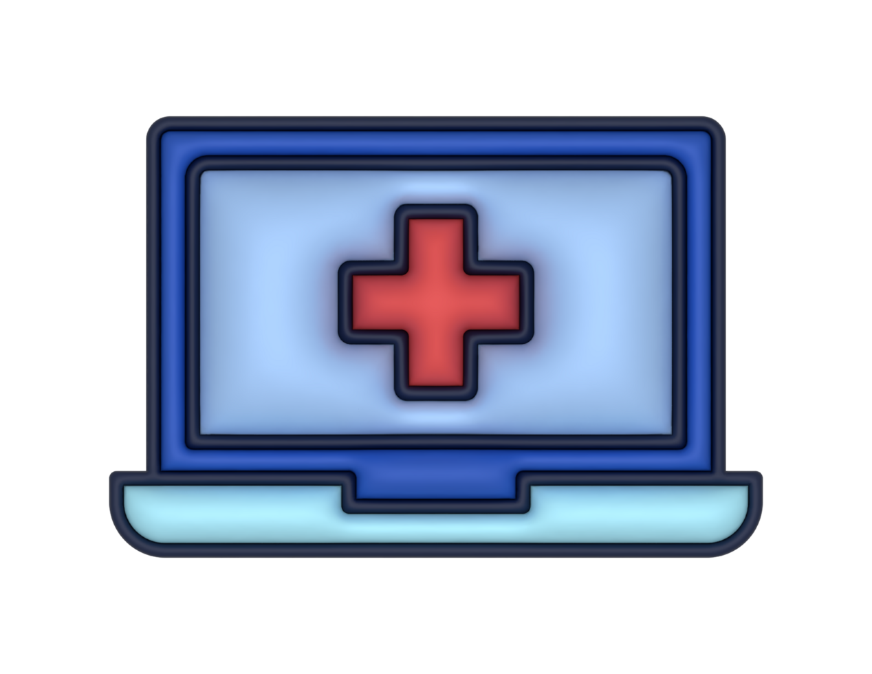 a 3d Laptop And Health on a transparent background png