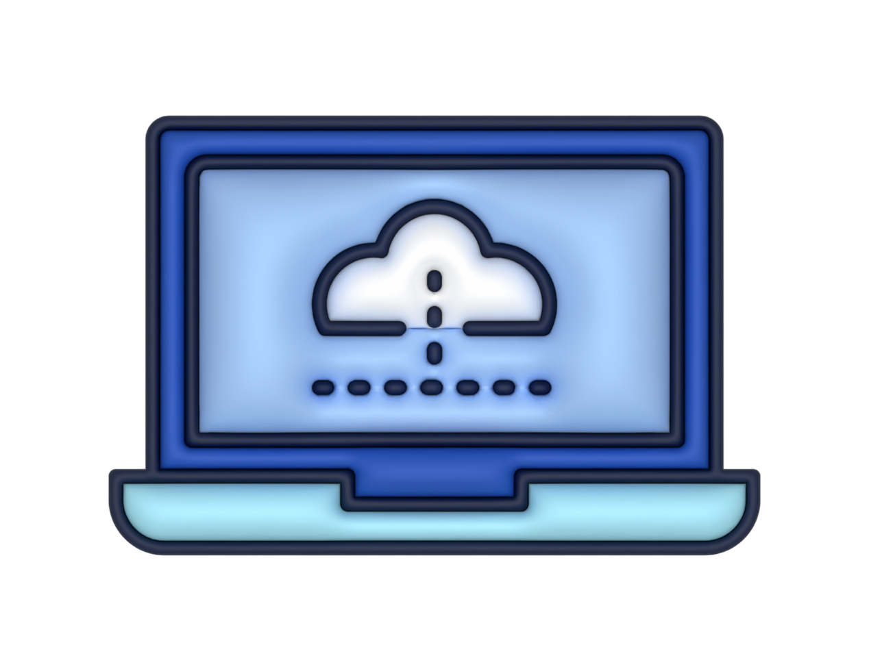 a 3d Laptop Cloud Storage on a transparent background png