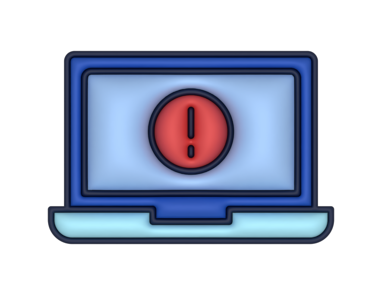 a 3d Laptop Error on a transparent background png