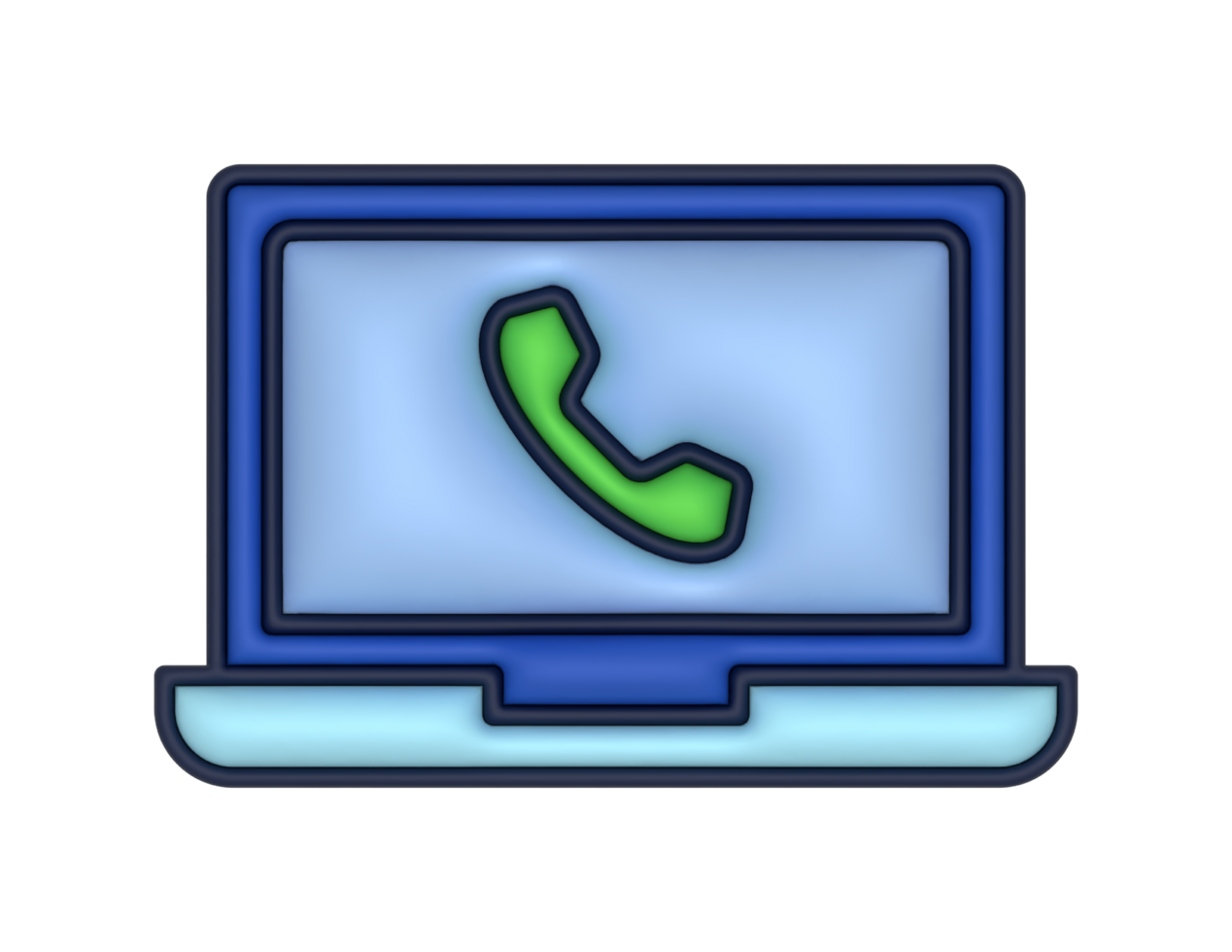 a 3d Laptop Phone Call on a transparent background png