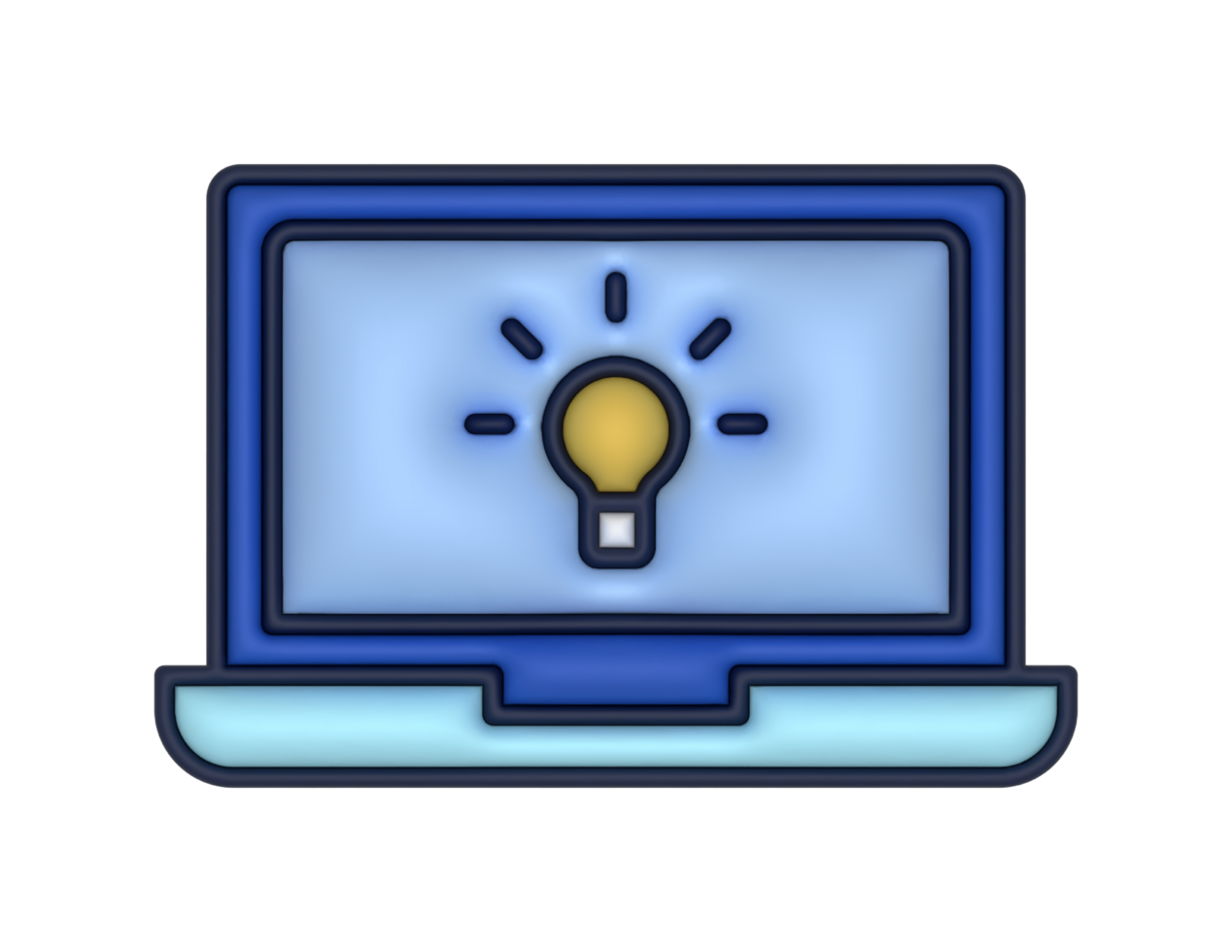 a 3d Laptop And Light Bulb on a transparent background png
