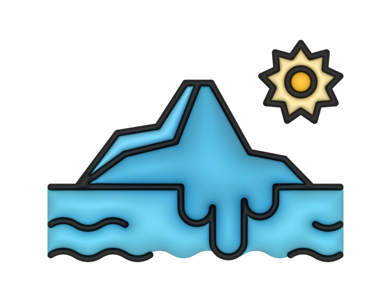 a 3d Iceberg Melting on a transparent background png