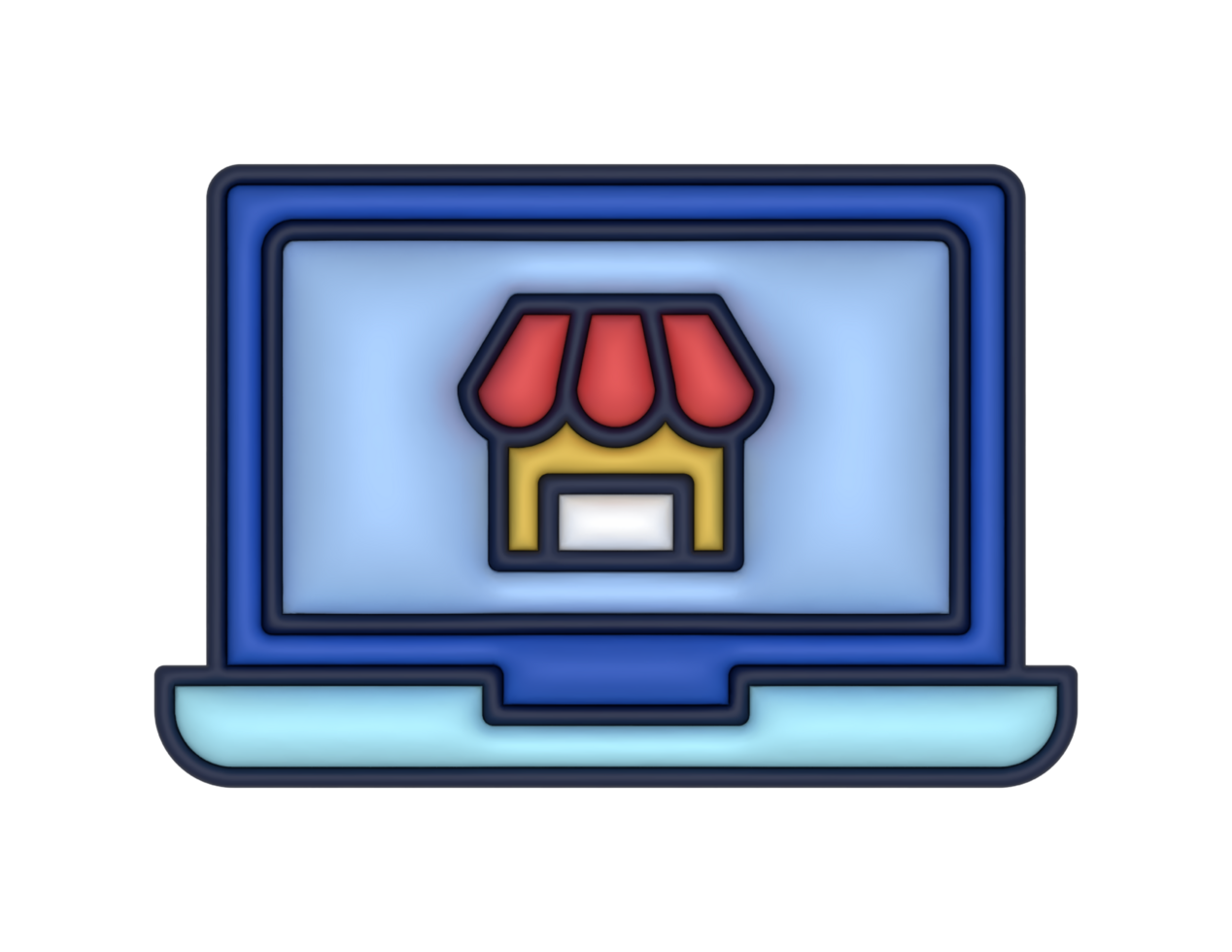 a 3d Laptop And Store on a transparent background png