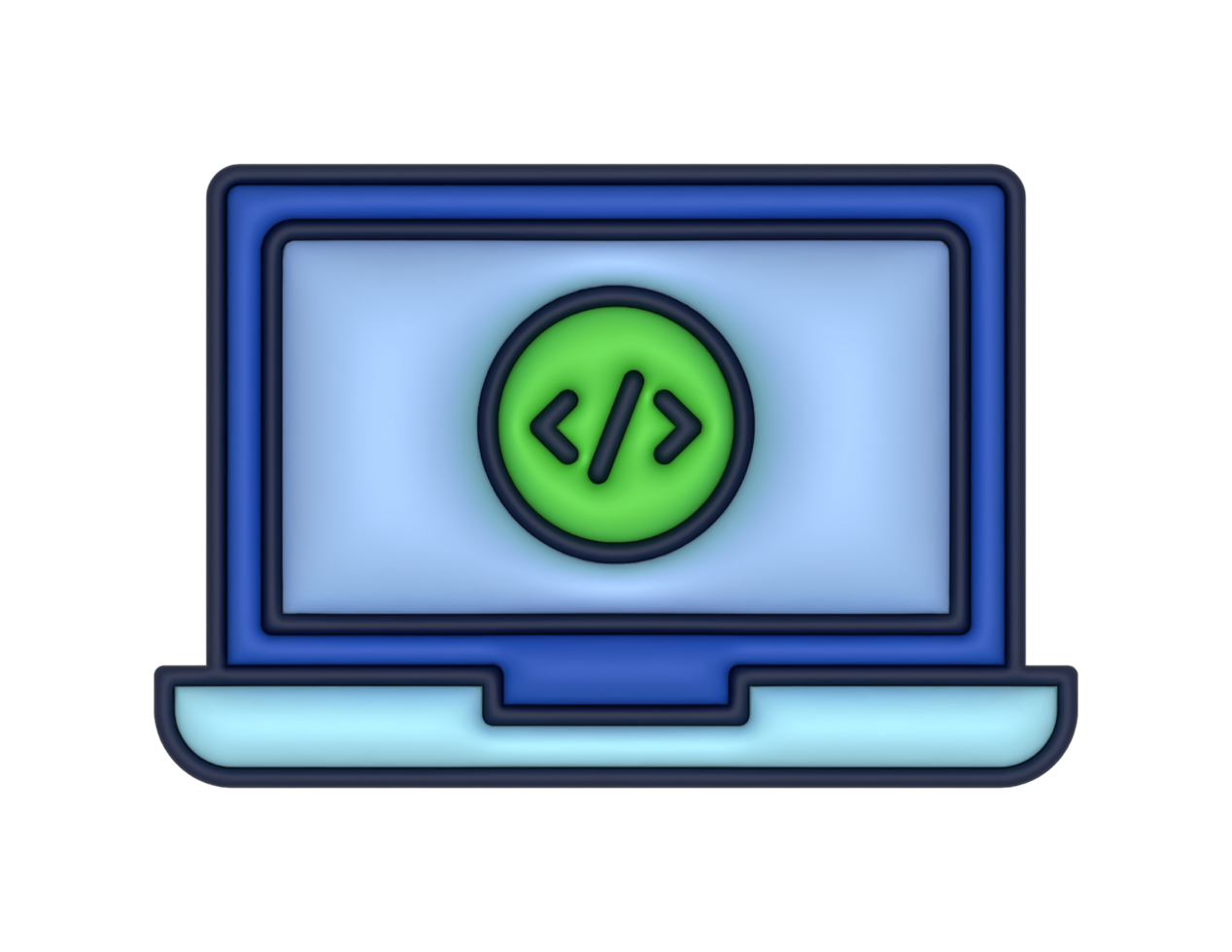 a 3d Laptop And Coding on a transparent background png