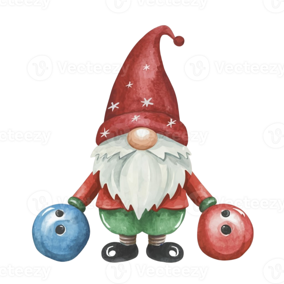 AI generated christmas gnome with bowling ball png