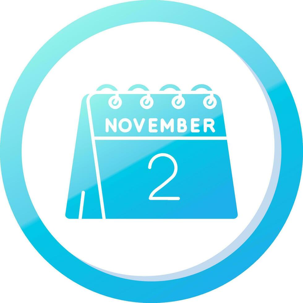 2nd of November Solid Blue Gradient Icon vector