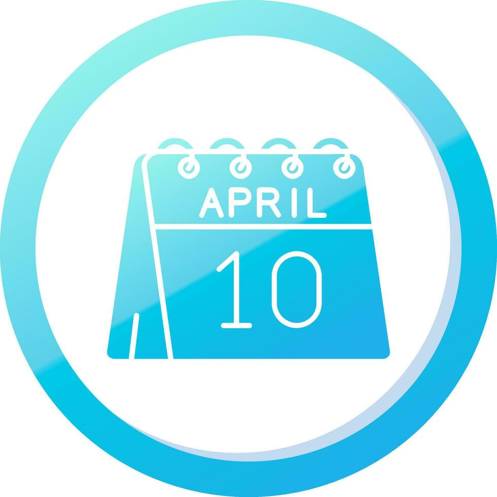 10 de abril sólido azul degradado icono vector