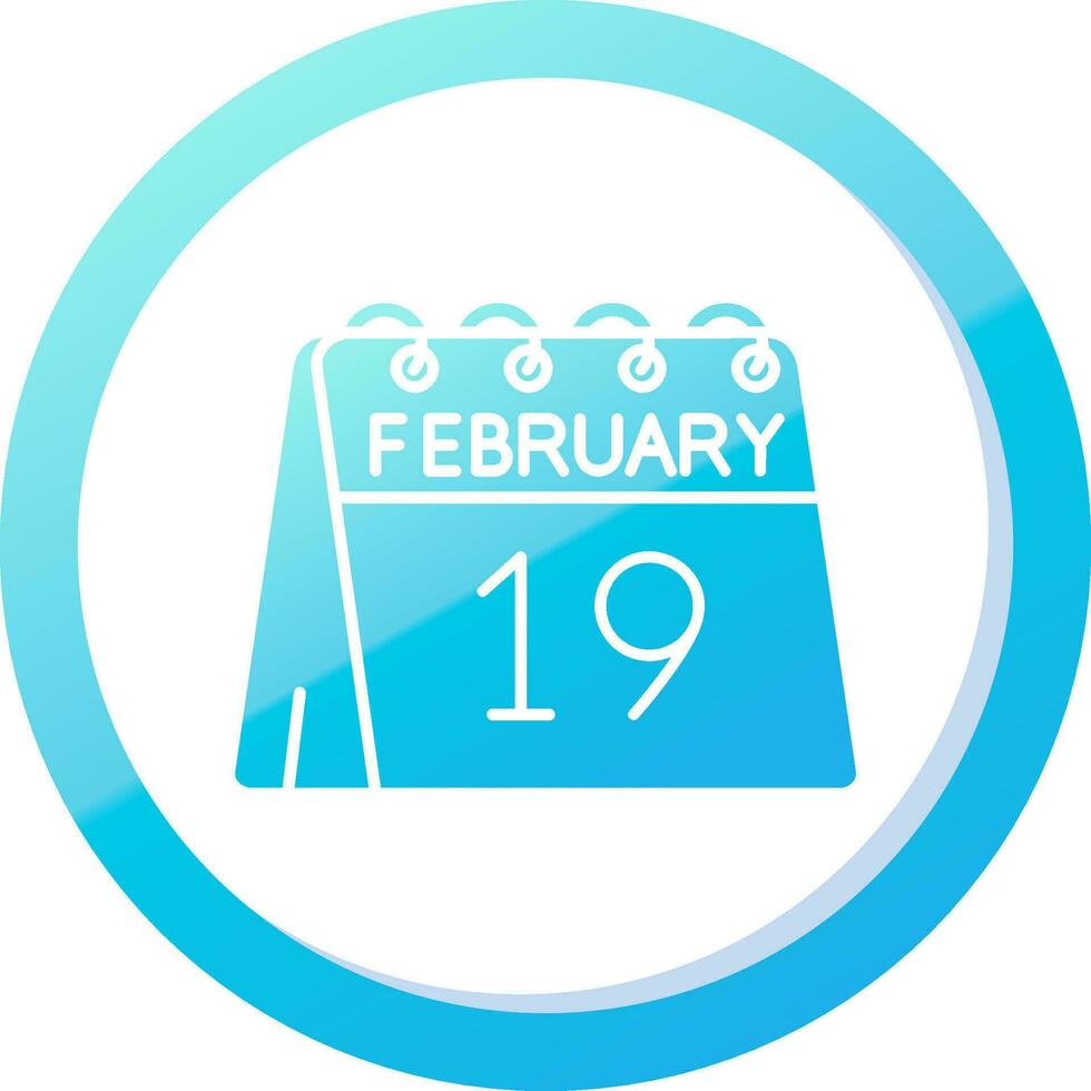 19th of February Solid Blue Gradient Icon vector