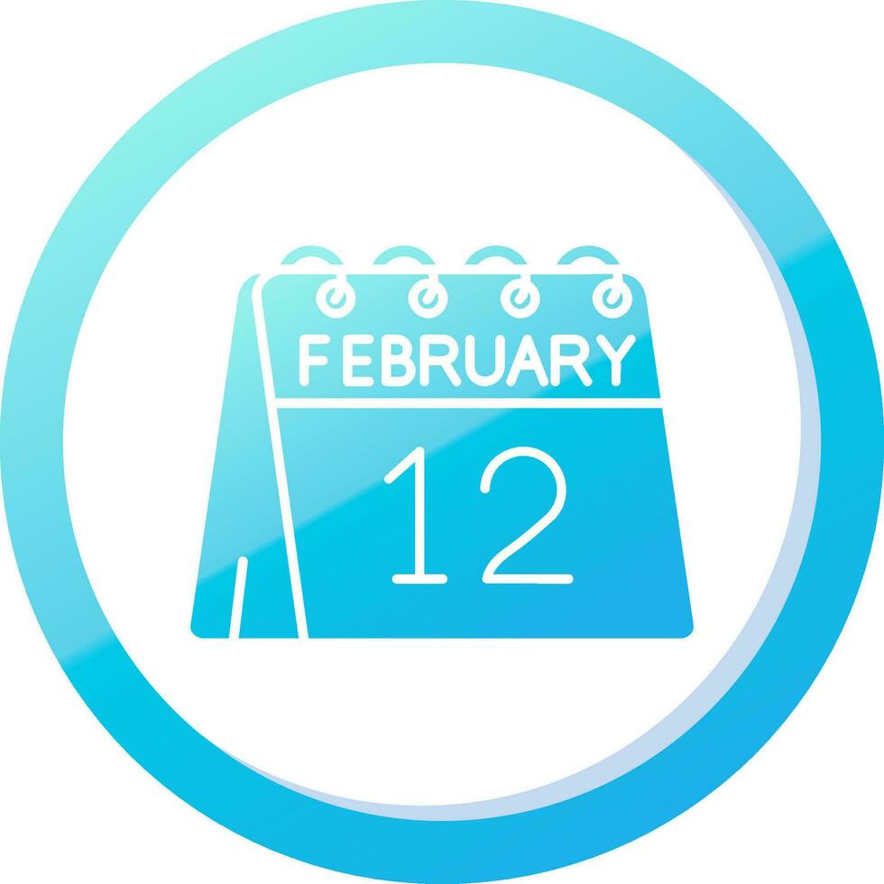12th of February Solid Blue Gradient Icon vector
