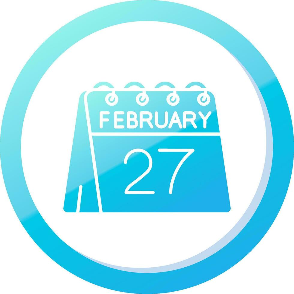 27th of February Solid Blue Gradient Icon vector