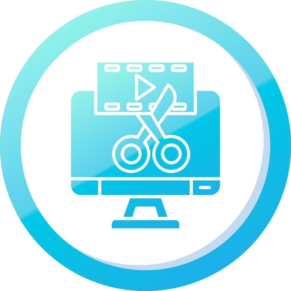 vídeo editor sólido azul degradado icono vector
