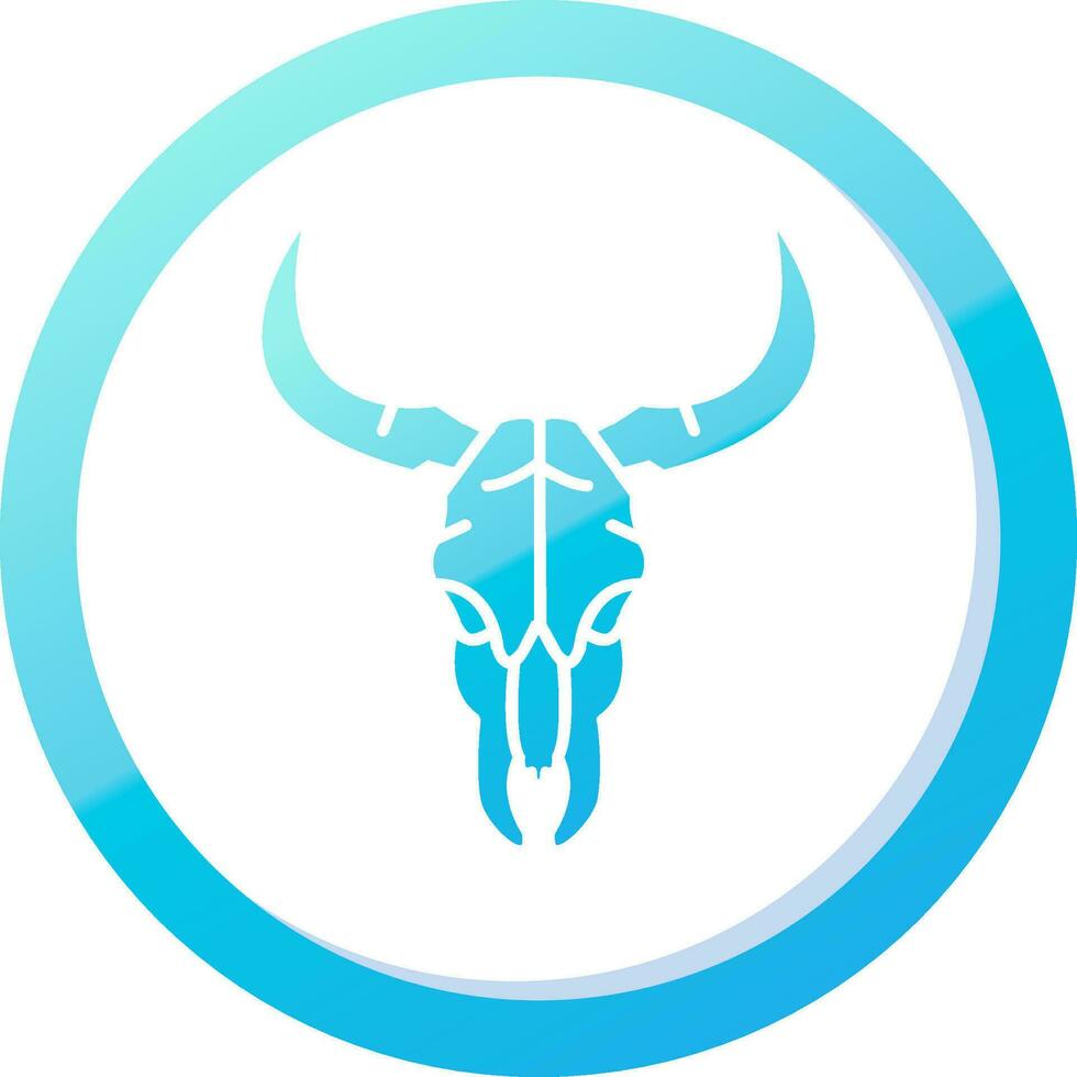 toro cráneo sólido azul degradado icono vector
