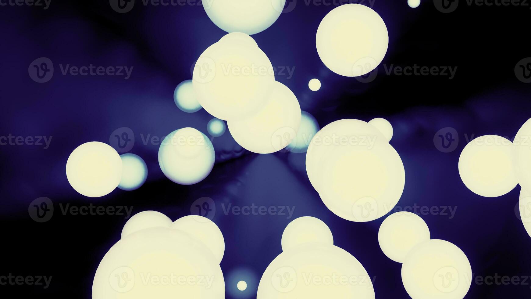 Blue background. Motion.A light background on which white blots of light bulbs in abstraction. photo