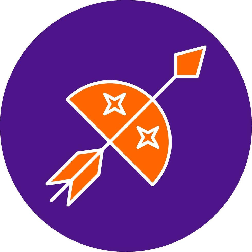 Bow And Arrow Line Filled Circle Icon vector