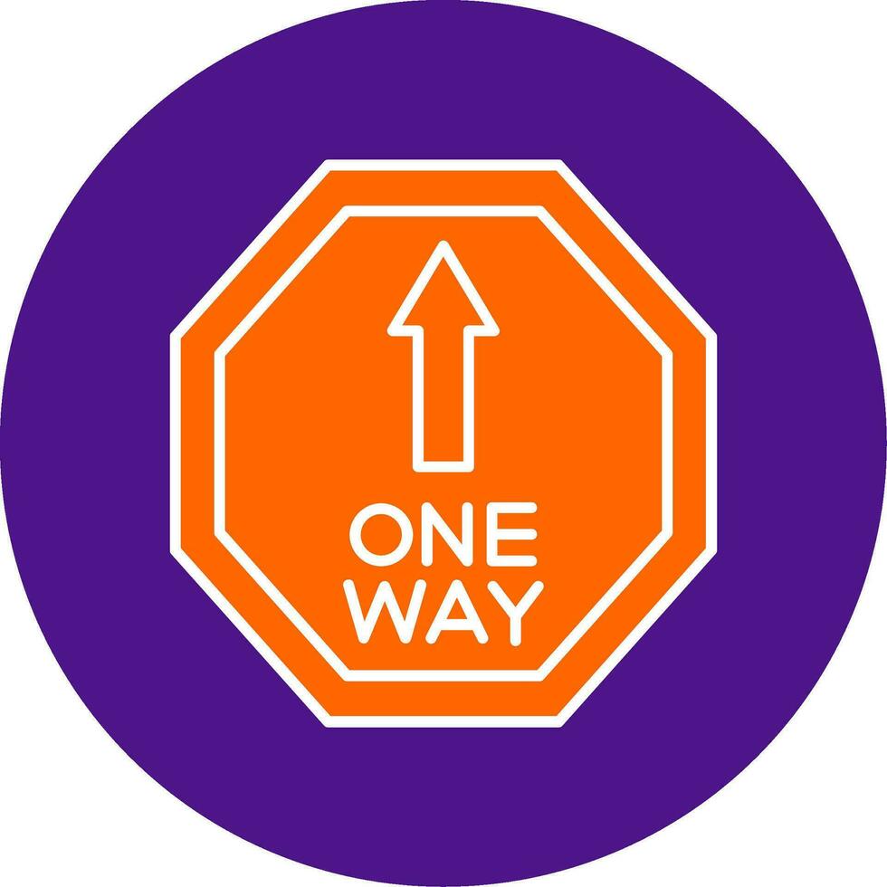 One Way Line Filled Circle Icon vector