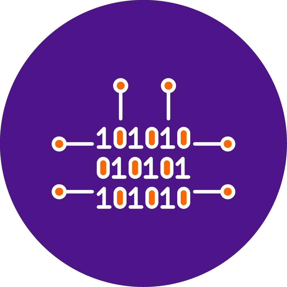 binario código línea lleno circulo icono vector