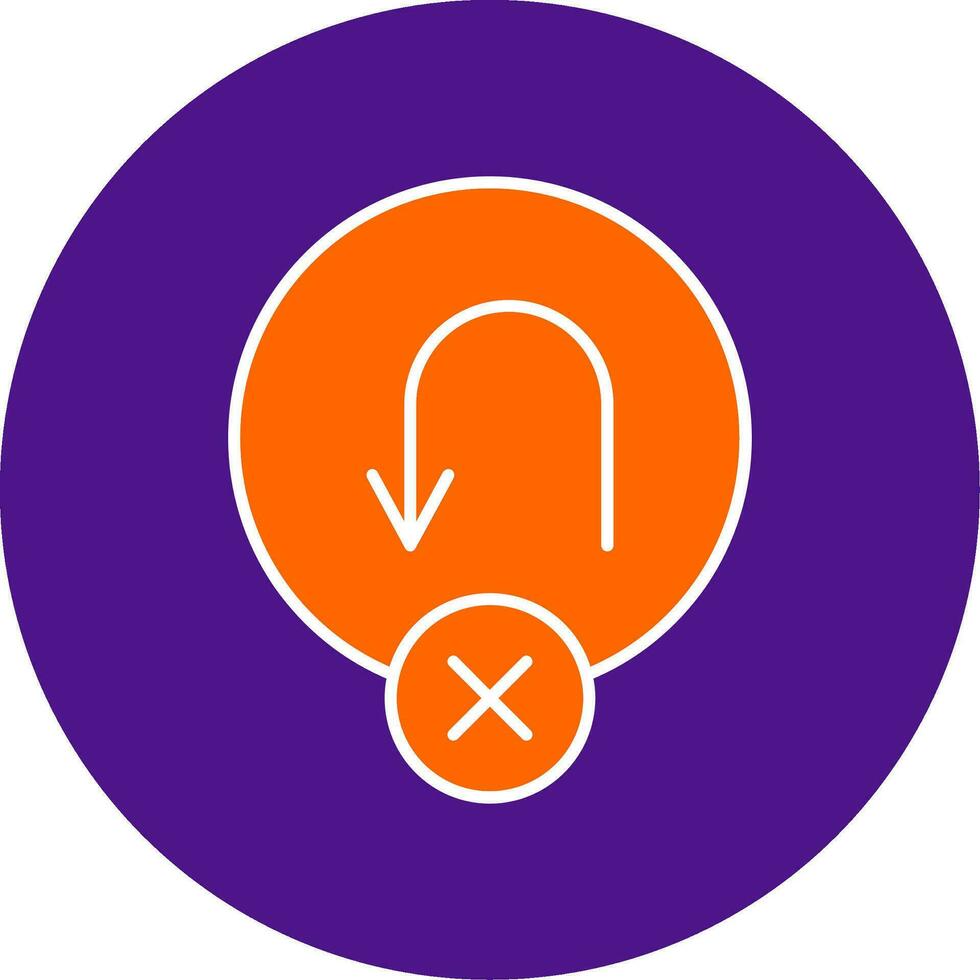 No U Turn Line Filled Circle Icon vector