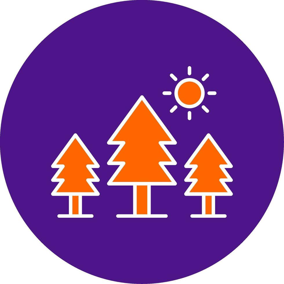 Pine Trees Line Filled Circle Icon vector