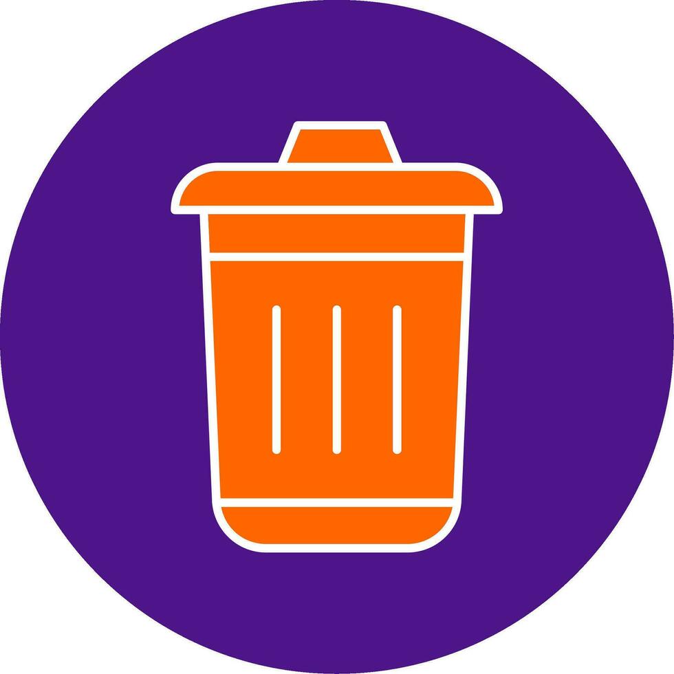 Dustbin Line Filled Circle Icon vector