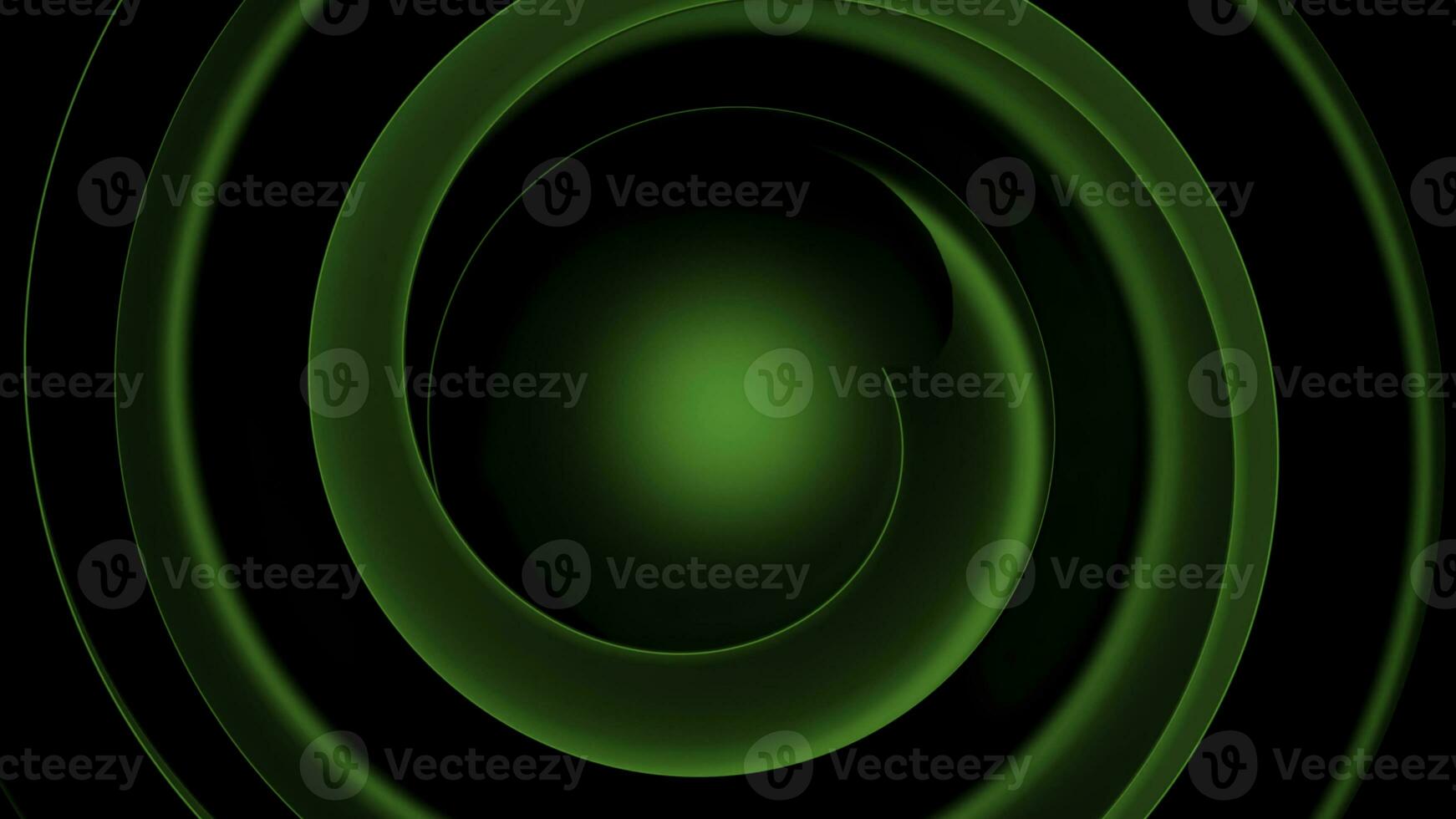 Abstract green spherical objects with ripples around. Design. Swirling colorful background with hypnotic effect. photo