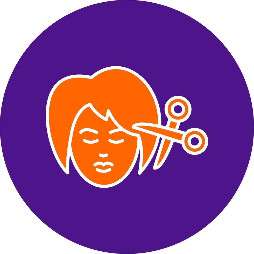Woman Hair Line Filled Circle Icon vector