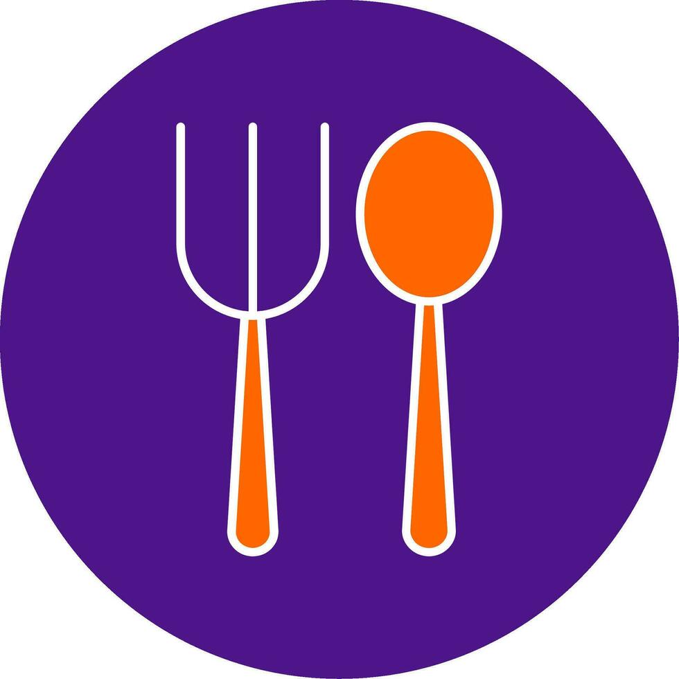 Fork Spoon Line Filled Circle Icon vector