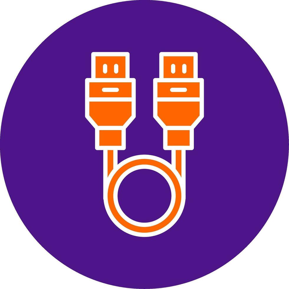 Usb Cable Line Filled Circle Icon vector