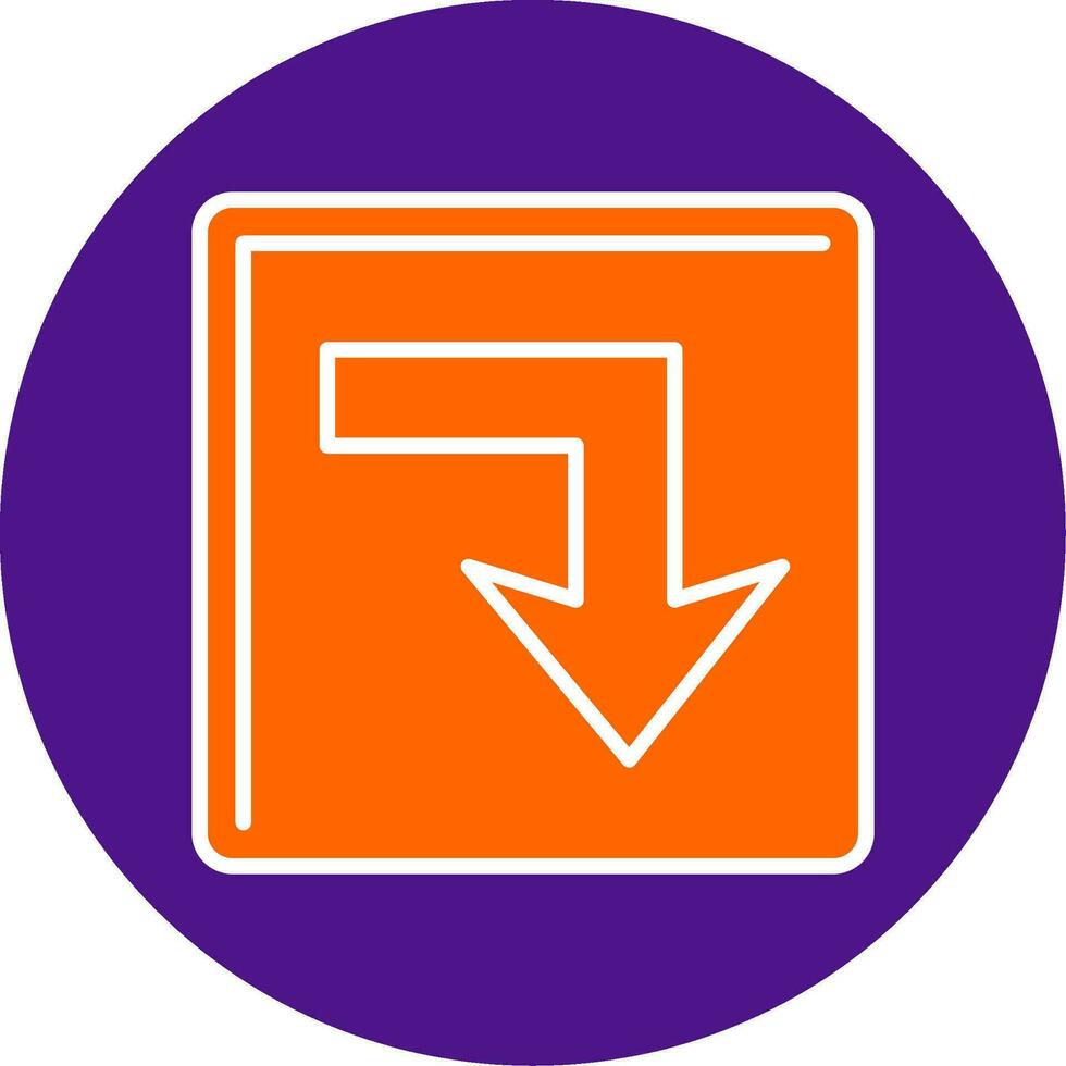 Turn Down Line Filled Circle Icon vector