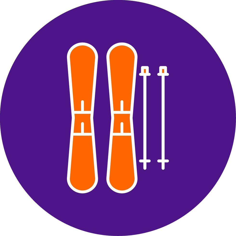 Skis Line Filled Circle Icon vector