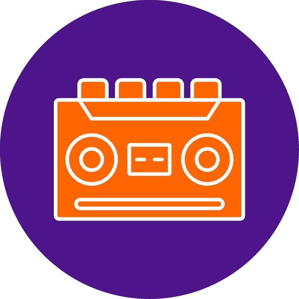 Cassette Recorder Line Filled Circle Icon vector