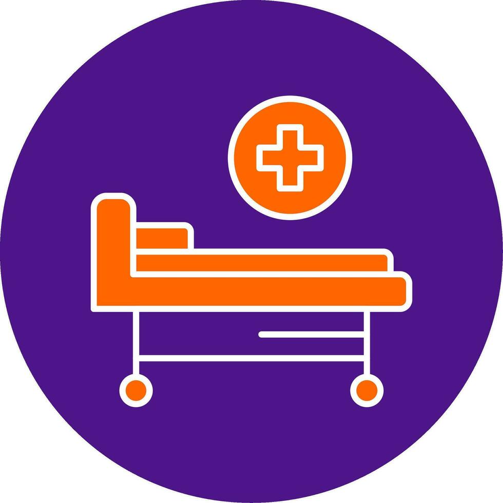 hospital cama línea lleno circulo icono vector