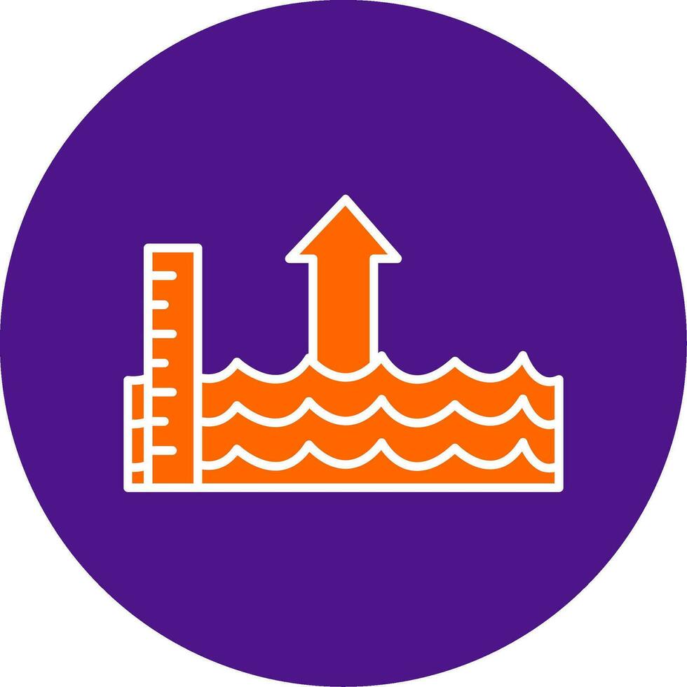 Sea Level Rise Line Filled Circle Icon vector