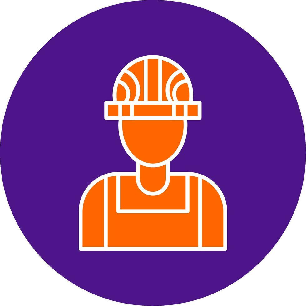 Builder Male Line Filled Circle Icon vector