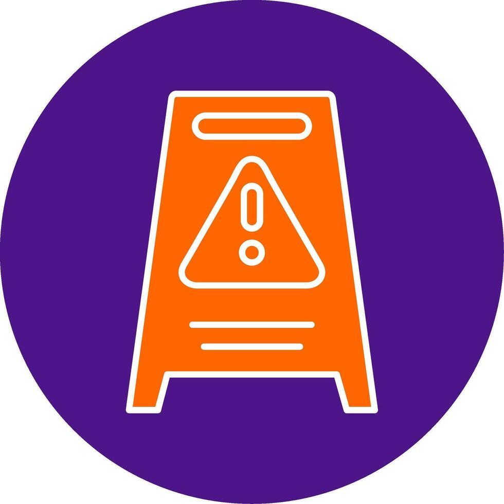Hazard Sign Line Filled Circle Icon vector