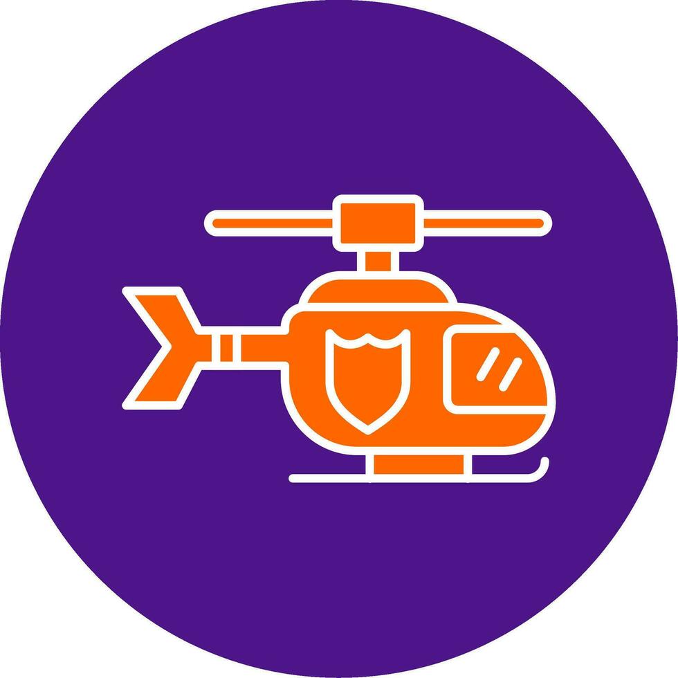 Police Helicopter Line Filled Circle Icon vector