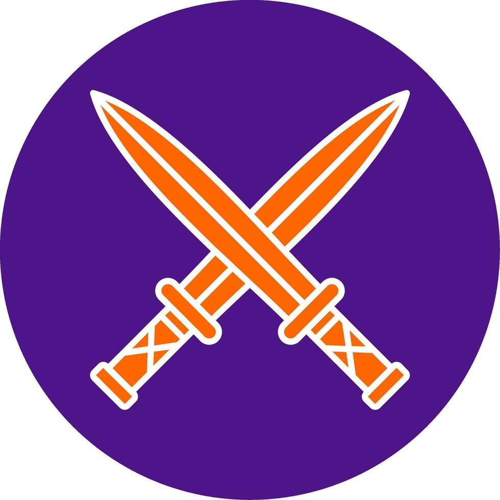 Two Swords Line Filled Circle Icon vector