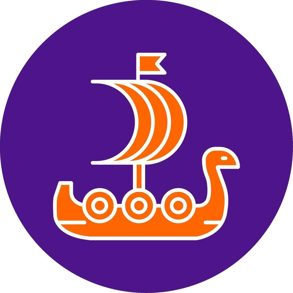 Viking Ship Line Filled Circle Icon vector