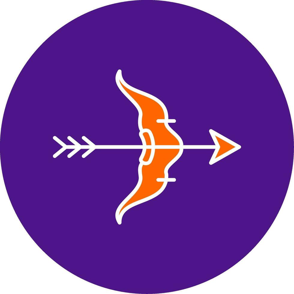 Bow And Arrow Line Filled Circle Icon vector