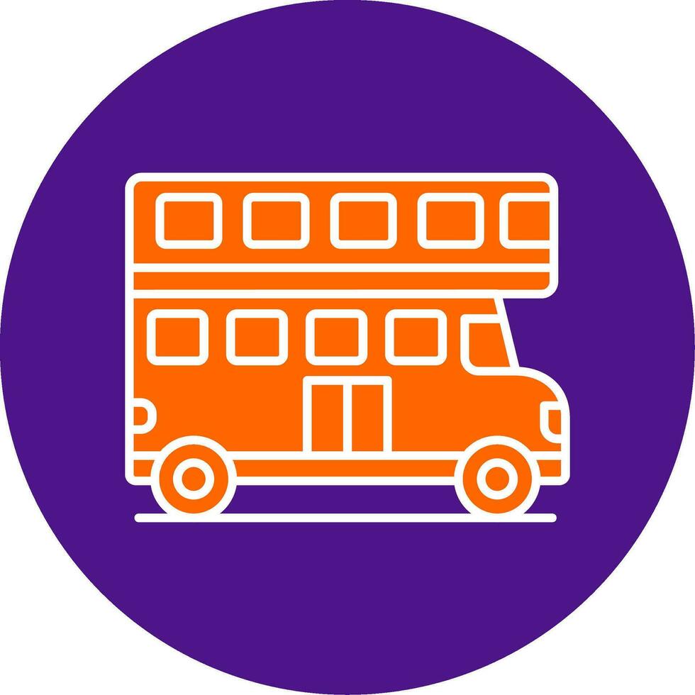 Double Bus Line Filled Circle Icon vector