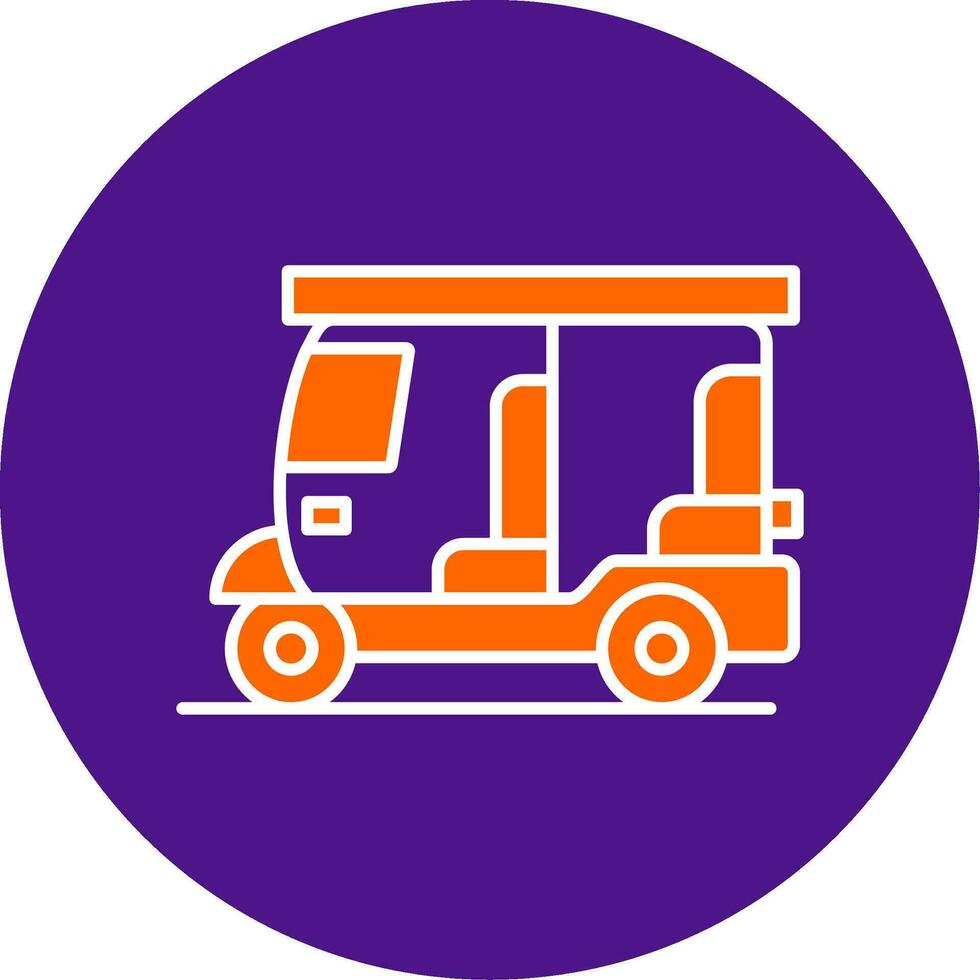 Rickshaw Line Filled Circle Icon vector
