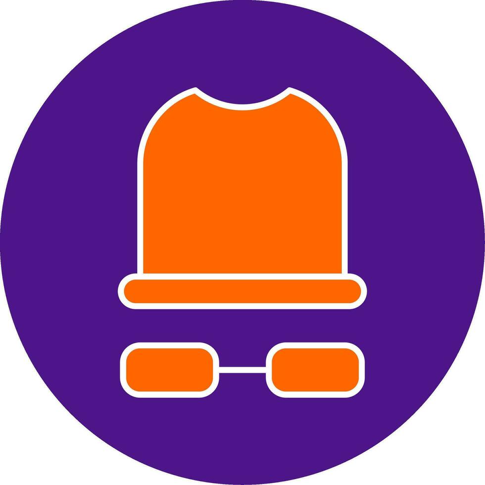 White Hat Line Filled Circle Icon vector