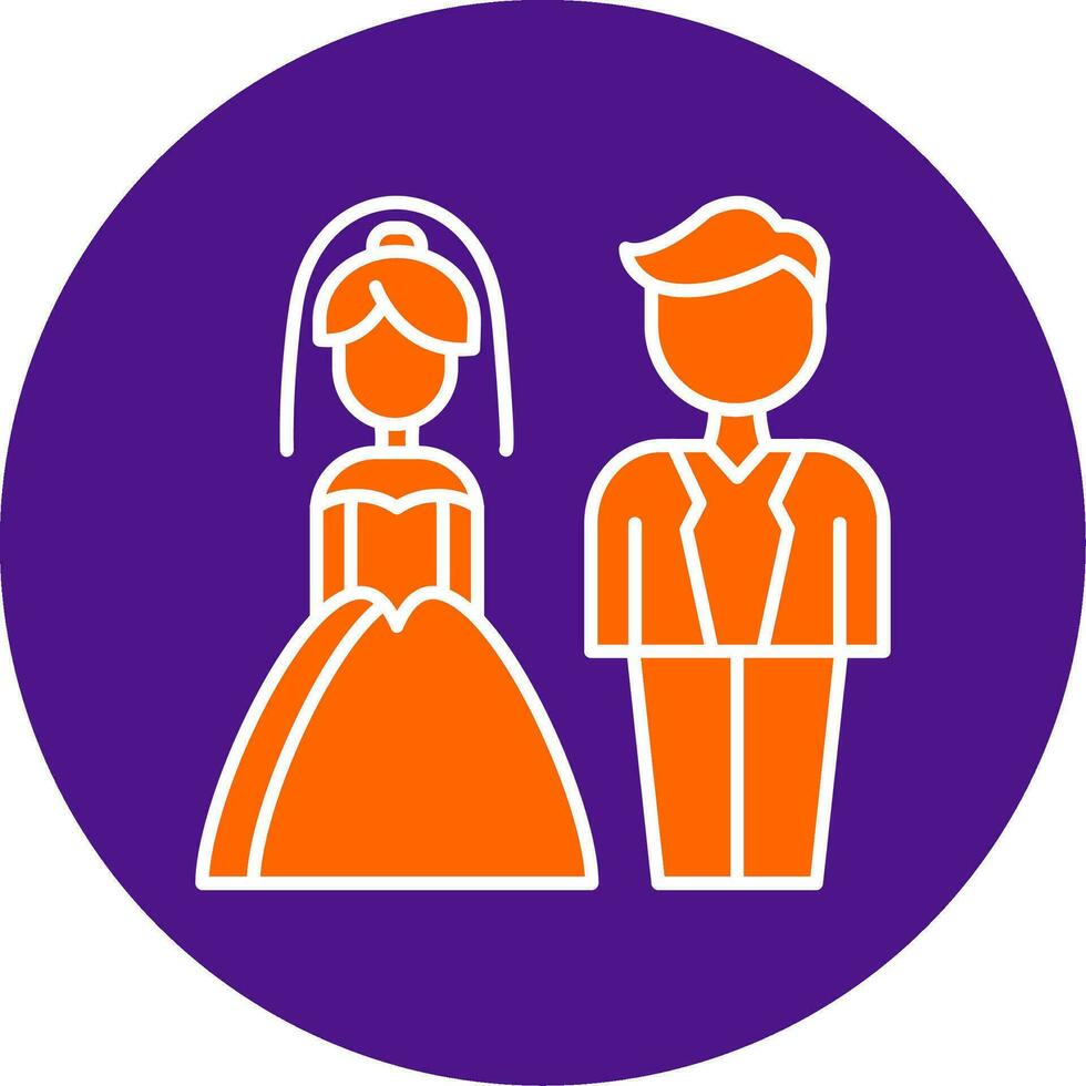 Couple Line Filled Circle Icon vector