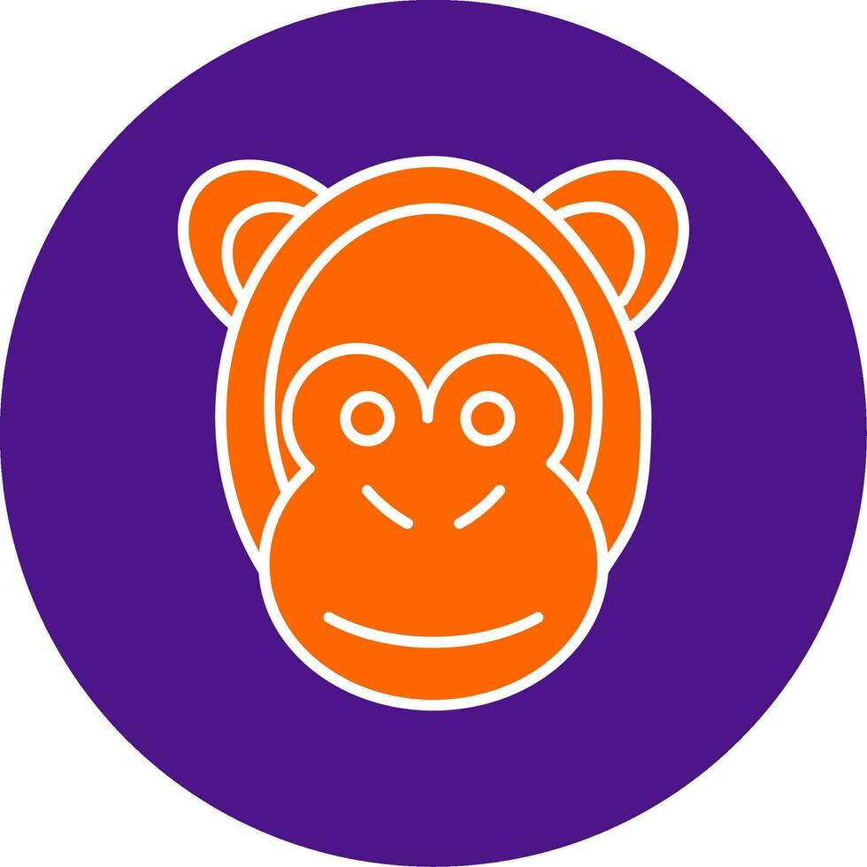 Monkey Line Filled Circle Icon vector