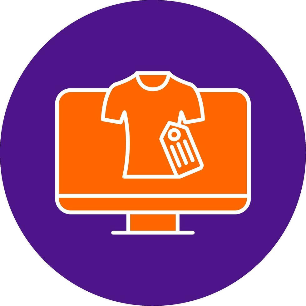 Online Shopping Line Filled Circle Icon vector
