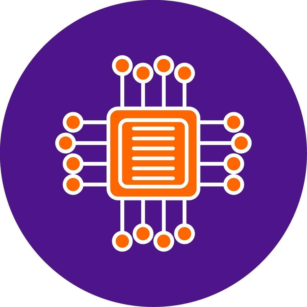 Computer Chip Line Filled Circle Icon vector