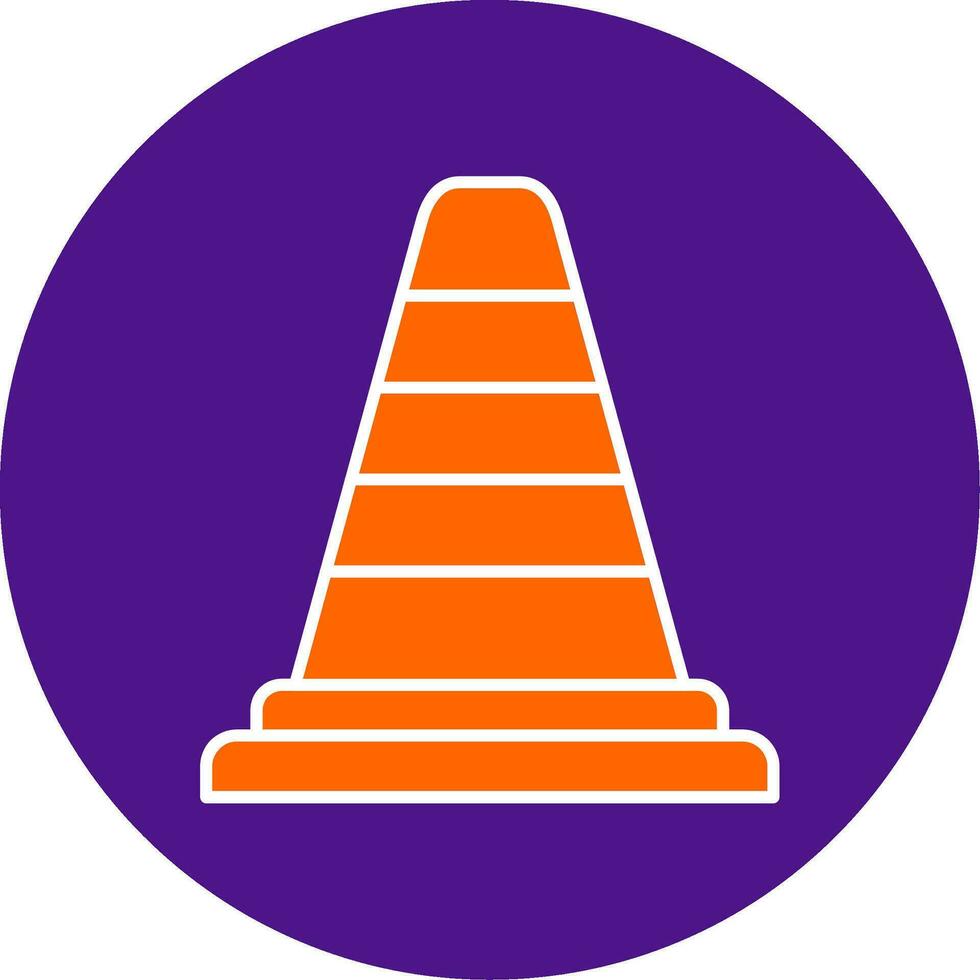 Traffic Cone Line Filled Circle Icon vector