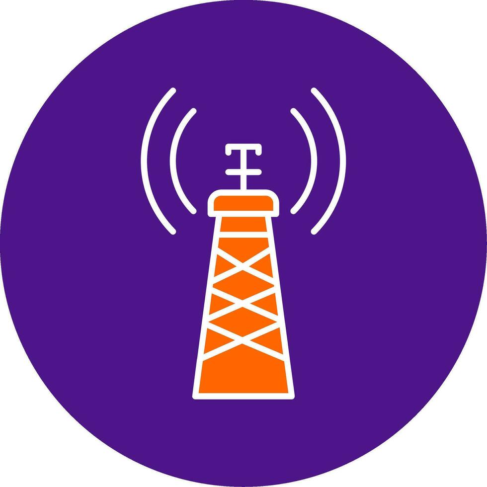 Signal Tower Line Filled Circle Icon vector