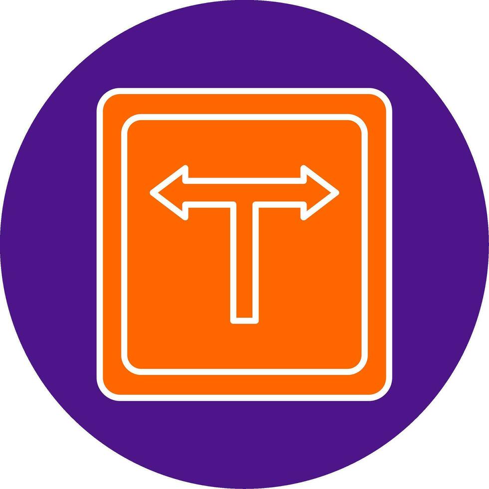 T Junction Line Filled Circle Icon vector