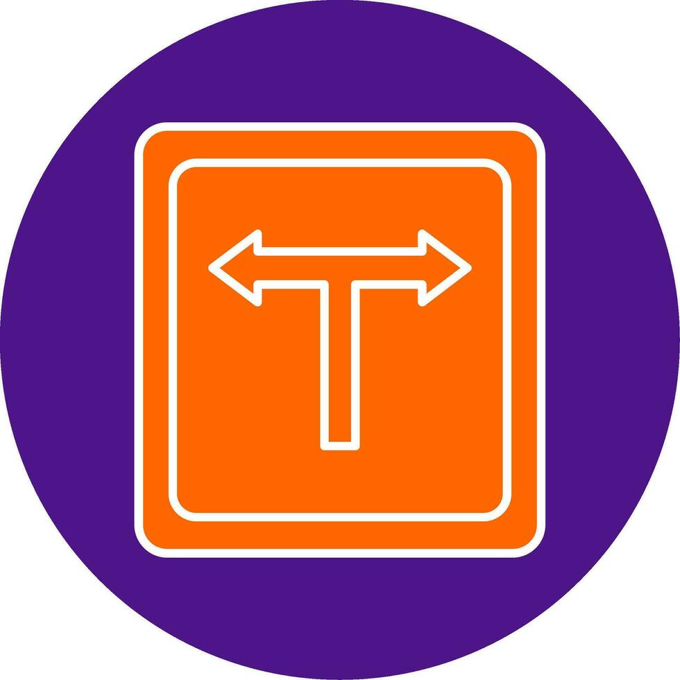 T Junction Line Filled Circle Icon vector